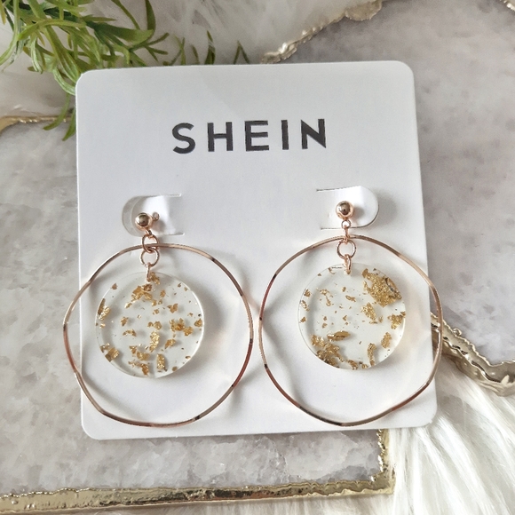 NEW Gold Hoop Drop Earrings - Picture 1 of 7